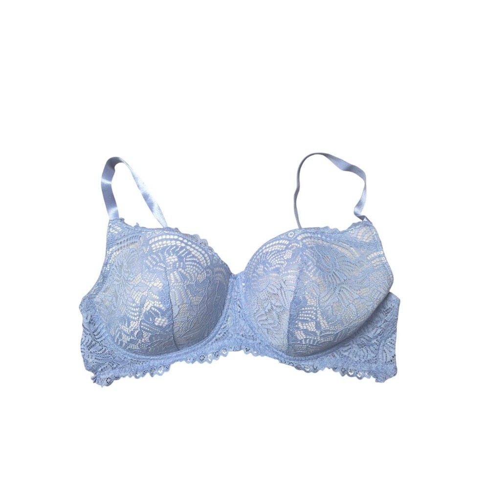 Dreamwear Bra 42D Womens Plus Size Wireless‎ Lined Blue Lace Adjustable Straps